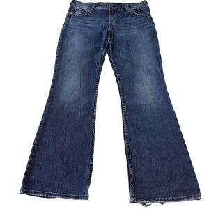 Y2K Silver Suki Surplus Women's W32 L32 Blue Bootcut Denim Jeans Distressed Boho